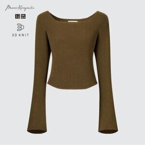 Uniqlo Mame Kurogouchi • 3D Knit Ribbed Square Neck Sweater Brown